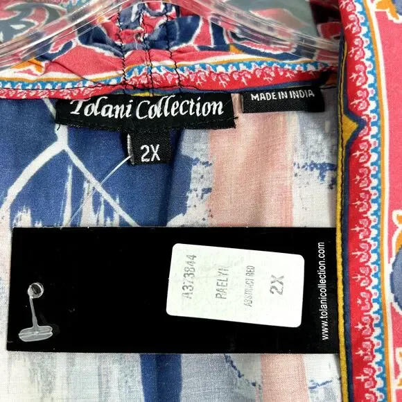 Tolani Collection Raelyn Open Front Kimono Cardigan Abstract Red Womens 2X - Picture 8 of 11